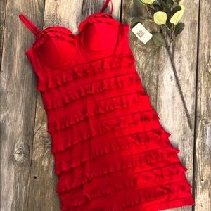 Guess Red Hot Ruffle Dress
